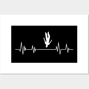 Heartbeat skydiving - parachuting, Skydivers gift Parachute Jump Heartbeat, Posters and Art